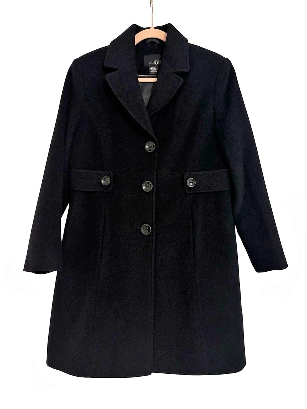 east 5th Black Wool-Blend Pea Coat Size Medium Like New